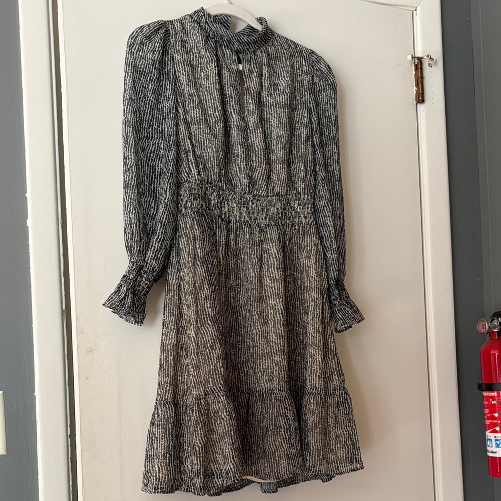 Lucy Paris Green & White Long Sleeve Dress